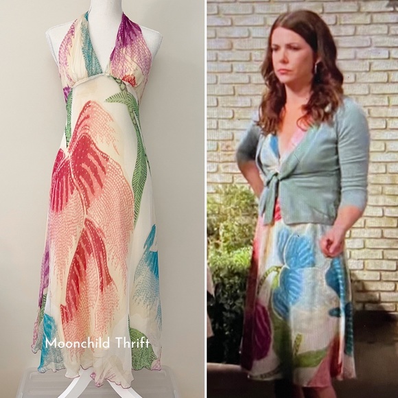 FLAWED GEM Rare Early 2000s Silk Midi Dress ASO Lorelai Gilmore in Gilmore Girls - Picture 3 of 16